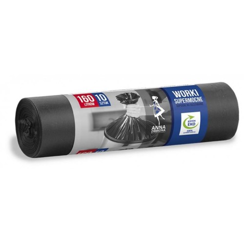 Worki na śmieci super mocna Anna Zaradna 160l czarne 10 szt.