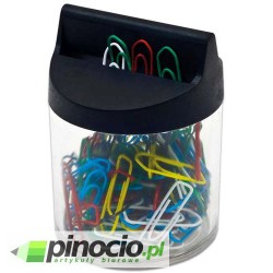 Pojemnik magnetyczny ze spinaczami kolorowymi 26mm czarny