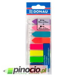 Zakładki indeksujące Donau 12x45/12x42 mm z linijką 8 kolorów neon 