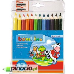 Kredki Bambino 12 kolorów drewno grube