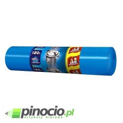 Worki na śmieci Jan Niezbędny z grubej folii 120l niebieskie 25 szt. 