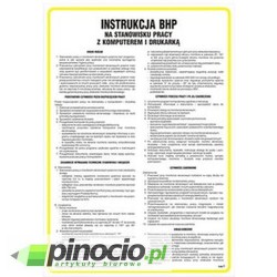 Instrukcja postępowanie na stanowisku z komputerem i drukarką 24.5x35 sztywna płyta PCV 7243845520