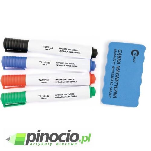 Marker suchościeralny Taurus 4 szt+gąbka (TKNW-01)