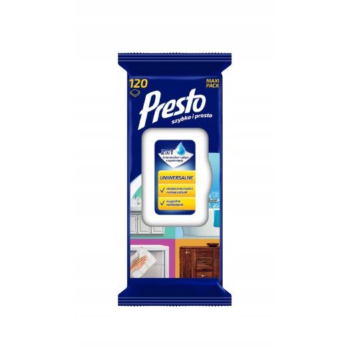 Chusteczki nawilżone Presto Clean uniwersalne 120 szt.