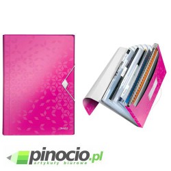 Teczka segregująca A4 Leitz WOW 6 przegródek różowa 45890023