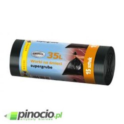 Worki na śmieci z grubej folii LD 35l czarne 15 szt.