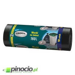 Worki na śmieci Grosik z grubej folii HD 160l czarne 10 szt.