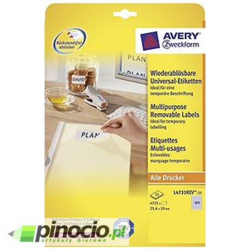 Etykiety usuwalne Avery Zweckform 25.4x10 mm 25 ark.