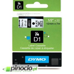 Taśma Dymo D1 12mm x 7m biała/czarny nadruk