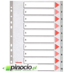 Przekładki plastikowe numeryczne Esselte A4 1-10 kart szare 100105
