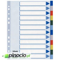 Przekładki plastikowe z kolorowymi indeksami Esselte A4 12 kart 15262