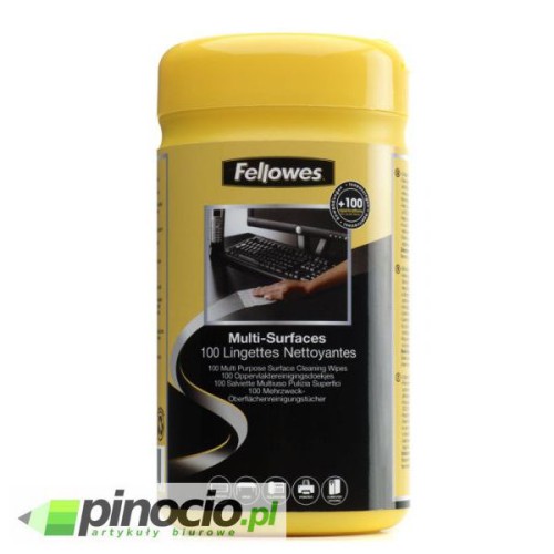 Chusteczki nasączone Fellowes do plastiku 100 szt. Chusteczki nasączone Fellowes do plastiku 100 szt.