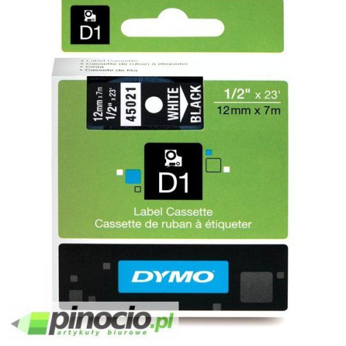 Taśma Dymo D1 12mm x 7m czarna/biały nadruk