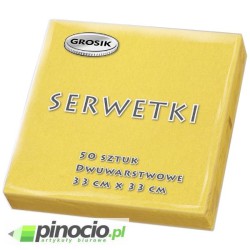 Serwetki stołowe Grosik 33x33cm żółte 50 szt