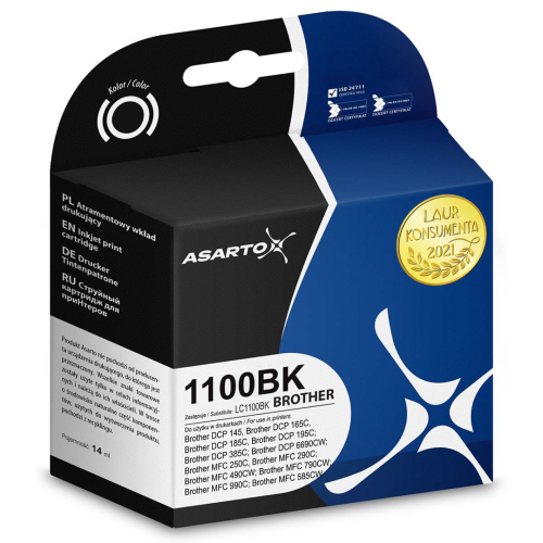 Tusz Asarto do Brother 1100BK | LC1100BK | 460 str. | black Tusz Asarto do Brother 1100BK | LC1100BK | 460 str. | black