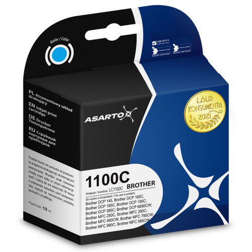 Tusz Asarto do Brother 1100C | LC1100C | 450 str. | cyan Tusz Asarto do Brother 1100C | LC1100C | 450 str. | cyan